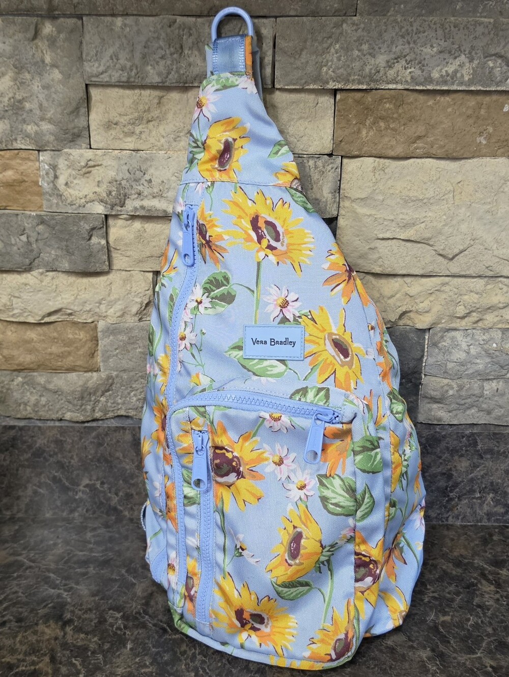 โ๐ป Vera Bradley Sunflower Sky ReActive Sling Backpack Light Blue Bag ๐